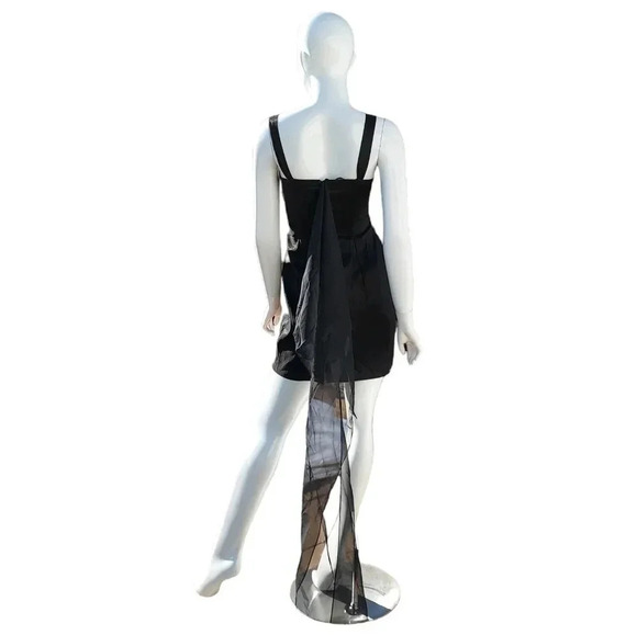 Dave & Johnny Black Dress with Integrated Shawl Formal Occasion Wear Size 3/4 - Picture 6 of 16